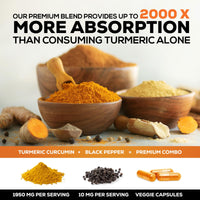 Thumbnail for Turmeric Curcumin Supplement 95% Curcuminoids - 1800mg Organic Turmeric Per Serving - BioPerine Black Pepper Extract for Best Absorption, Natural Joint Support, Non-GMO, Bottled in USA - 240 Capsules