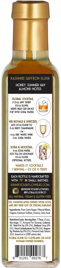 Thumbnail for Floral Elixir Co. - All Natural FLOWER Syrup for Cocktails & Sodas, 8.5 oz (Kashmiri Saffron)