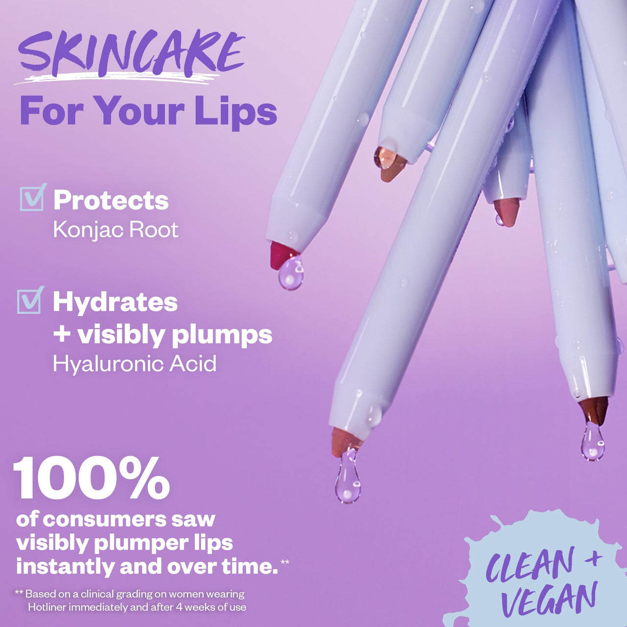 Kosas Hotliner Retractable Lip Liner Pencil with Built-In Brush & Sharpener - Easy Contouring, Hydrating, Long-Lasting - Pigmented Creamy Texture for Plumping Lips - Hyaluronic Acid & Konjac - Mega