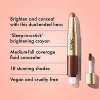 Thumbnail for ICONIC LONDON Radiant Concealer & Brightening Duo | Creamy Liquid + Brightening Crayon Dual Ended Concealer, Cruelty Free, Vegan Makeup (Neutral Rich) 0.08 oz
