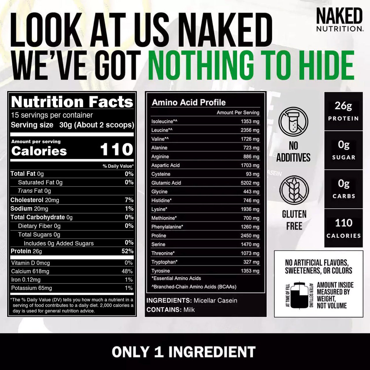 NAKED Grass Fed Protein Bundle: 1LB Casein and 1LB Vanilla Whey