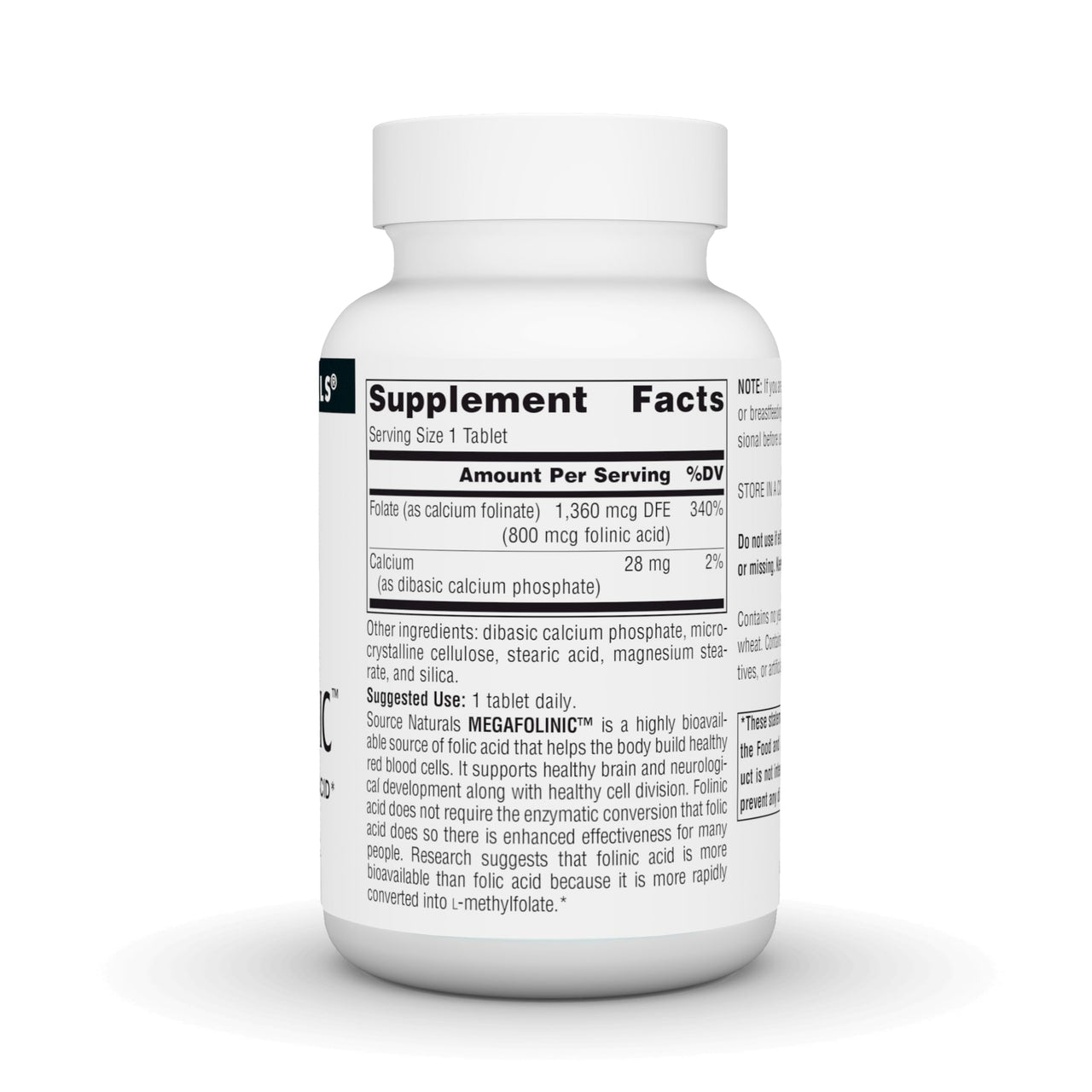Source Naturals MegaFolinic, Bioactive Form of Folic Acid*, 800 mcg - 240 Tablets