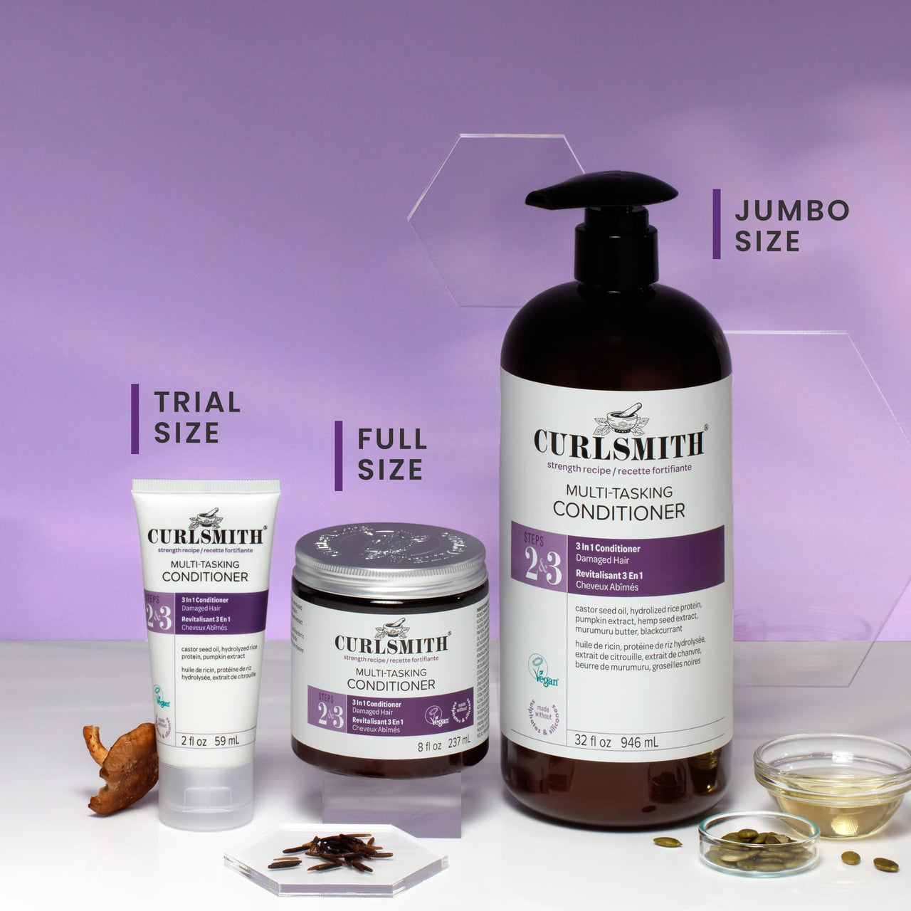 CURLSMITH Multi-Tasking 3-in-1 Curl Conditioner, Use as a Protein-Rich Rinse Out, Leave In or Deep Conditioner, For All Curl Types, Vegan & Cruelty-free (8 oz)