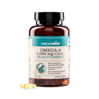 Thumbnail for NatureWise Extra-Strength Omega 3 Fish Oil Supplement - 1000mg per Serving - 600 EPA & 400 DHA and Vitamin E - Support for Heart & Brain Health - Lemon Flavor, GMO-Free - 60 Softgels[1-Month Supply]