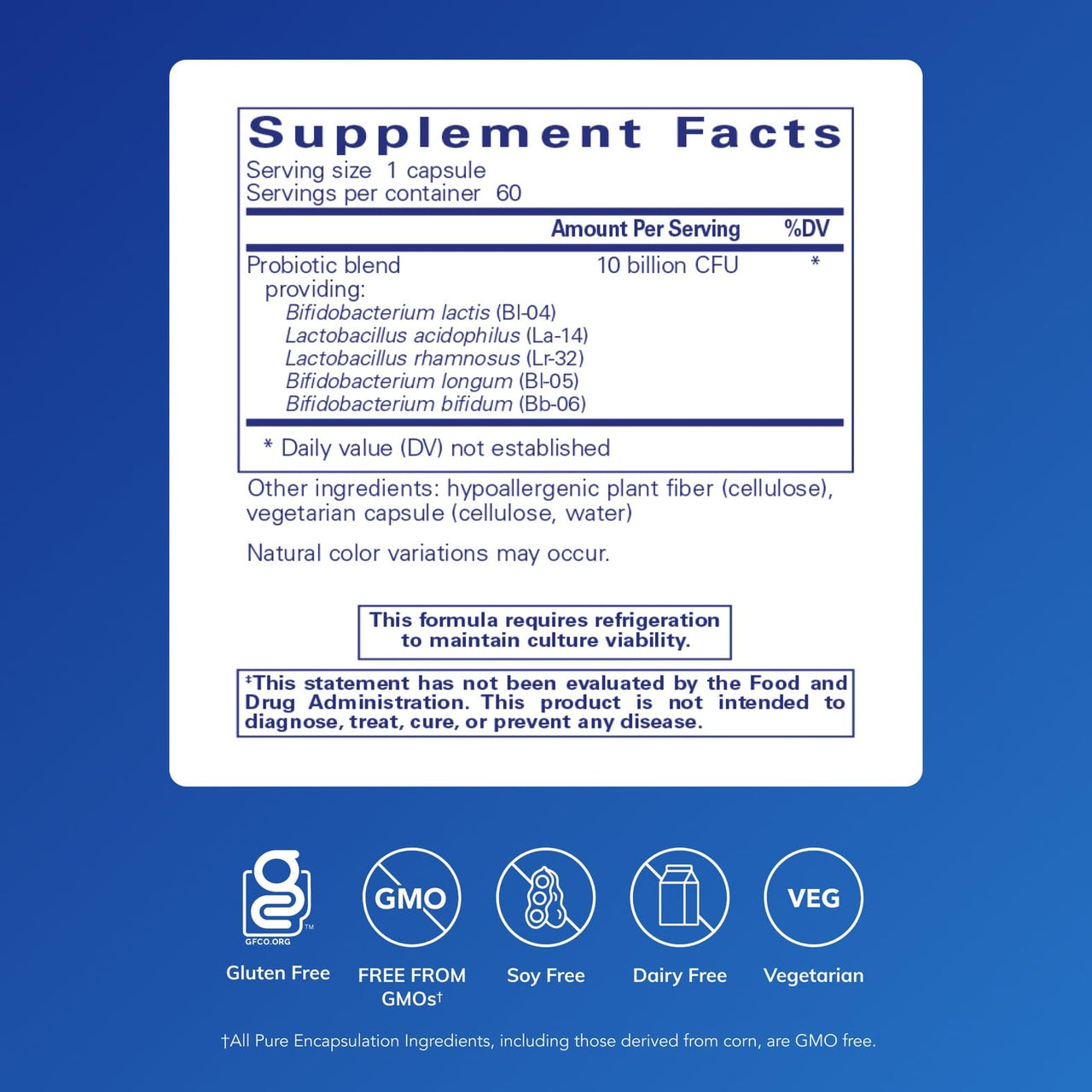 Pure Encapsulations Probiotic-5 | Dairy and Soy Free Probiotic Blend to Support Immune and Gastrointestinal Health* | 60 Capsules