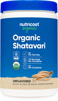 Thumbnail for Nutricost Organic Shatavari Powder 1 LB - Certified USDA Organic, Non-GMO, Gluten Free, and Vegetarian Friendly
