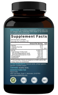 Thumbnail for NatureBell Antarctic Krill Oil 2000mg Supplement, 240 Softgels, 3X Strength Natural Source of Omega-3s, EPA 240mg + DHA 160mg + Astaxanthin 800mcg – No Fishy Aftertaste – Mercury Free & Non-GMO
