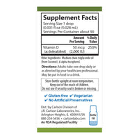 Thumbnail for Carlson - Plant-Based Super Daily D3 2000 IU (50 mcg) per Drop, Vegetarian Vitamin D Drops, Liquid Vitamin D3, Sourced from Algae, Unflavored, 90 Drops (2.54 mL)