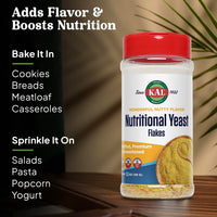 Thumbnail for KAL Nutritional Yeast Flakes, Fortified with B12, Folic Acid & Other B Vitamins, Unsweetened, Great Nutty Flavor, Vegan & Gluten Free, 60-Day Money Back Guarantee, Made in The USA, 20 Servings, 3.1oz