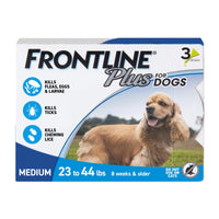 Thumbnail for FRONTLINE Plus Flea and Tick Treatment for Medium Dogs Up to 23 to 44 lbs. 3 Treatments