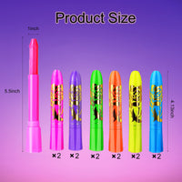 Thumbnail for 12 PCS Glow Face Body Paint, Glow In The Dark Under UV Black Light Sticks Makeup Neon Face Painting Kits for Adult Halloween Festival Accessory Glow Party Supplies
