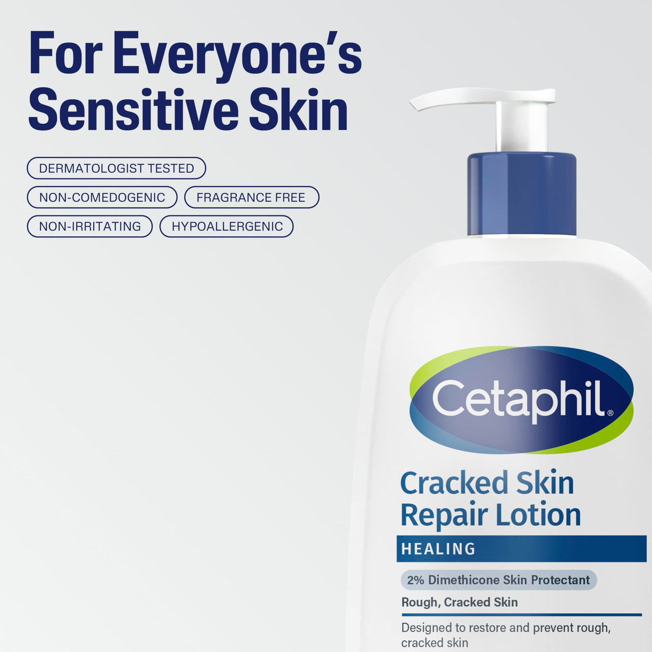 Cetaphil Cracked Skin Repair Lotion, 16 oz, For Very Rough & Cracked, Sensitive Skin, 24 Hour Hydration, Protects & Hydrates Cracked Skin, Hypoallergenic, Fragrance Free