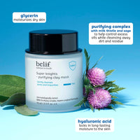 Thumbnail for belif Super Knights Purifying Clay Mask, Hyaluronic Acid & Glycerin, Hydrating Wash Off Clay Face Mask, Pore Cleansing & Care, Targets Dryness, Oiliness & Uneven Texture, Korean Skin Care