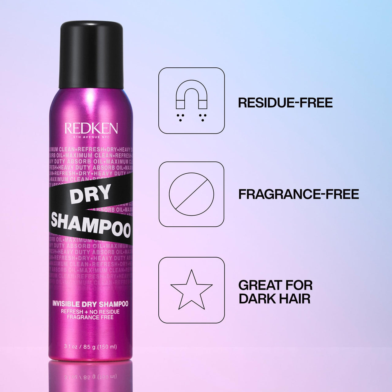 Redken Invisible Dry Shampoo For All Hair Types - Lightweight & Residue-Free, Fragrance-Free
