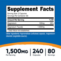 Thumbnail for Nutricost Magnesium Taurate 1,500mg; 240 Capsules - Gluten Free, Non-GMO, Vegan, 80 Servings