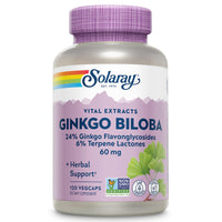 Thumbnail for SOLARAY Ginkgo Biloba Extract, Vital Extracts - Brain Supplement - Ginkgo Biloba Capsules for Brain Health and Female Libido Support - Non GMO, Vegan, Gluten Free, 60-Day Guarantee - 120 Servings
