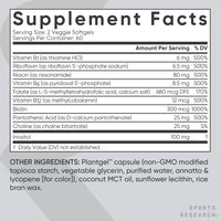 Thumbnail for Sports Research® Vitamin B-Complex - Full Spectrum of B Vitamins with Methylated B12 & Folate - Gluten Free · Plant-Based · Non-GMO · Vegan-Friendly Formula - 120 Veggie Softgels