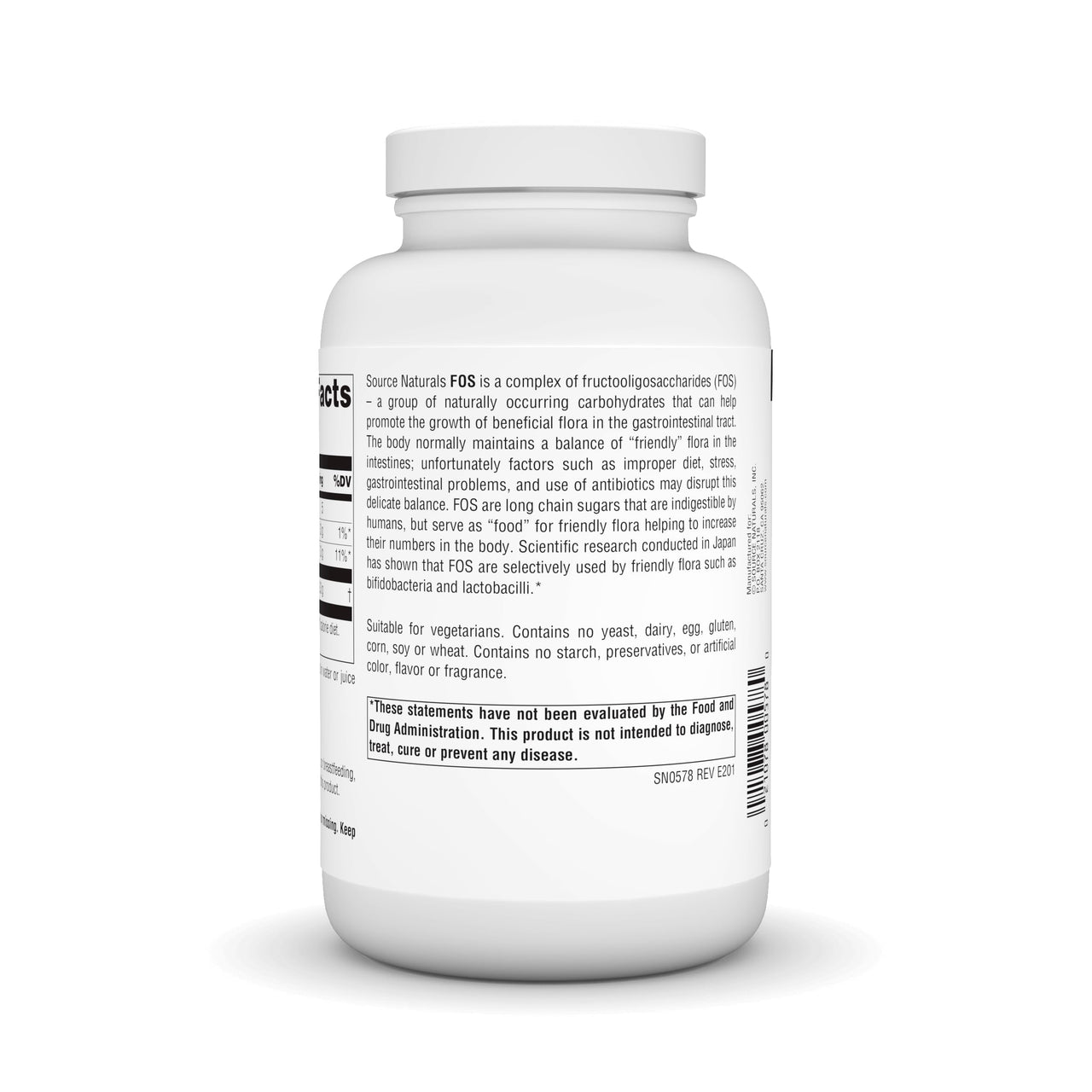 Source Naturals FOS Powder Dietary Supplement, Fructooligosaccharides Probiotic Enhancer - 200 Grams Powder