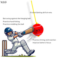 Thumbnail for Neo Sportings Training/Playing/Hanging Ball with 3 Meter Nylon Rope, for Practice and Drill, Cricket/Baseball/Pet Toy, Red Colour (1)