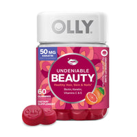 Thumbnail for OLLY Undeniable Beauty Gummy, For Hair, Skin, Nails, Biotin, Vitamin C, Keratin, Chewable Supplement, Grapefruit, 30 Day Supply - 60 Count