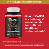 Thumbnail for Qunol Ultra CoQ10 100mg Softgels- 3x Better Absorption, Antioxidant for Heart Health & Energy Production, Coenzyme Q10 Vitamins and Supplements, 3 Month Supply, 90 Count