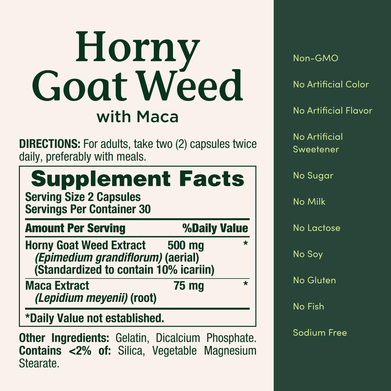 Nature's Bounty Horny Goat Weed with Maca, Herbal Health Supplement, 60 Capsules