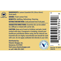 Thumbnail for The Vitamin Shoppe Lemon Essential Oil - Uplifting Aromatherapy & Natural Cleaner | 100% Pure Cold-Pressed | 1 oz | Therapeutic Grade
