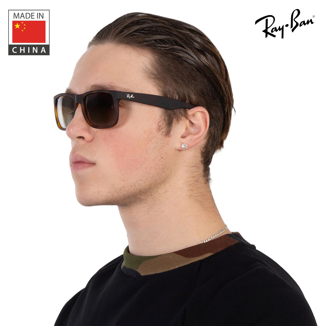 Ray-Ban RB4165 JUSTIN CLASSIC POLARIZED Square Shaped Sunglasses for Men & Women – Includes Official Rayban Eyewear Kit – Ideal Formal & Casual Wear Sunglasses – Dark Green Lens