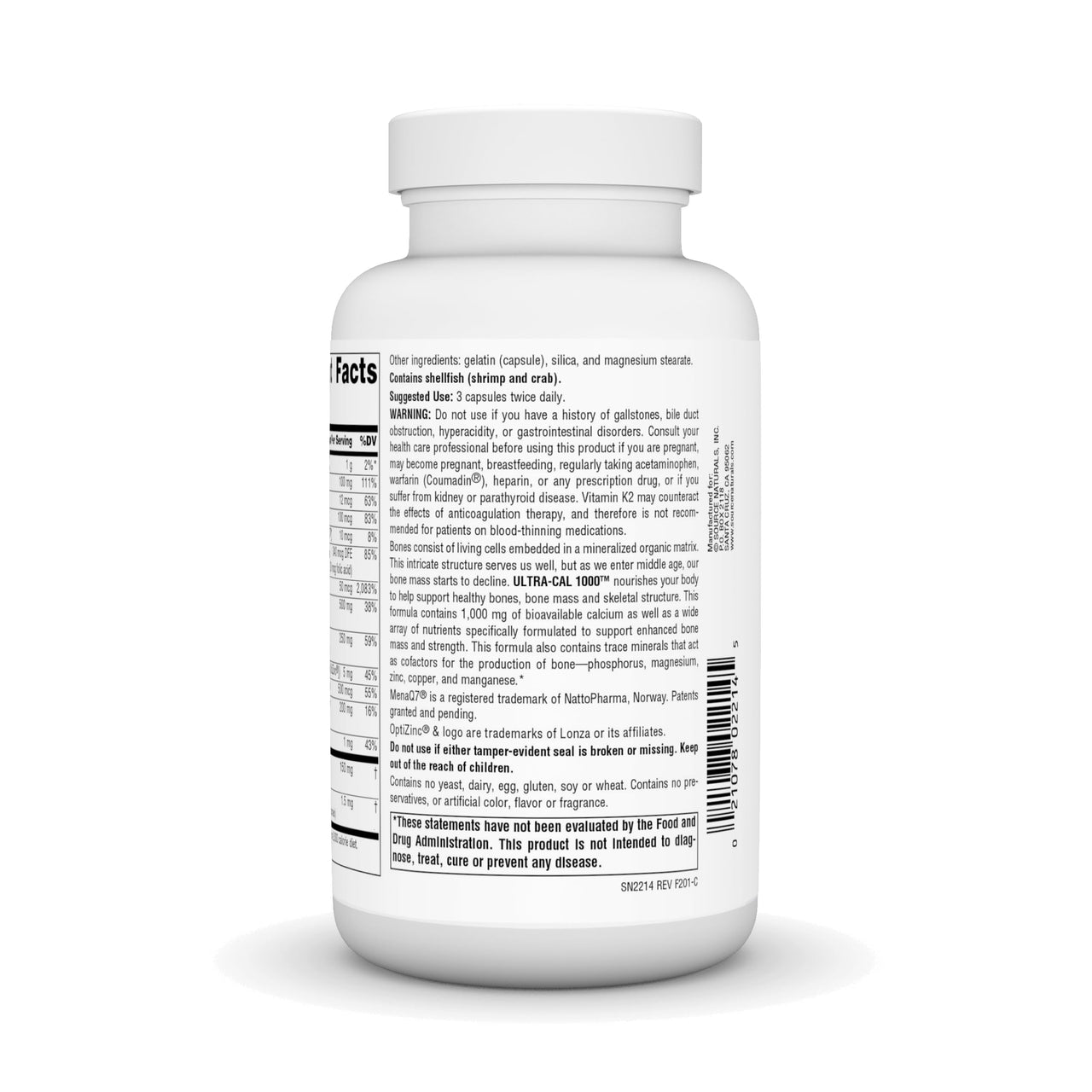 Source Naturals Ultra-Cal 1000, Comprehensive Bone Health* - 240 Capsules