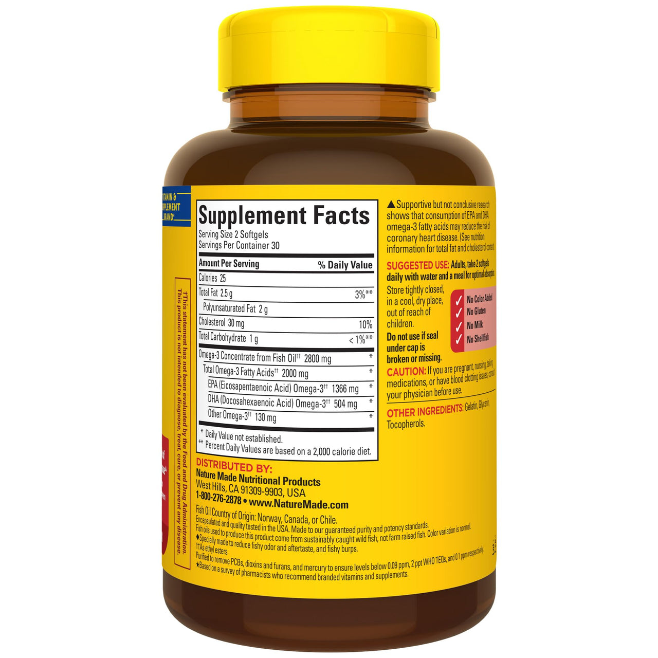 Nature Made Extra Strength Omega 3 Fish Oil Supplements, 2800mg, Fish Oil Omega 3 Supplements as Ethyl Esters for Healthy Heart, Brain, Eyes, Mood Support, 60 Softgels, 30 Day Supply