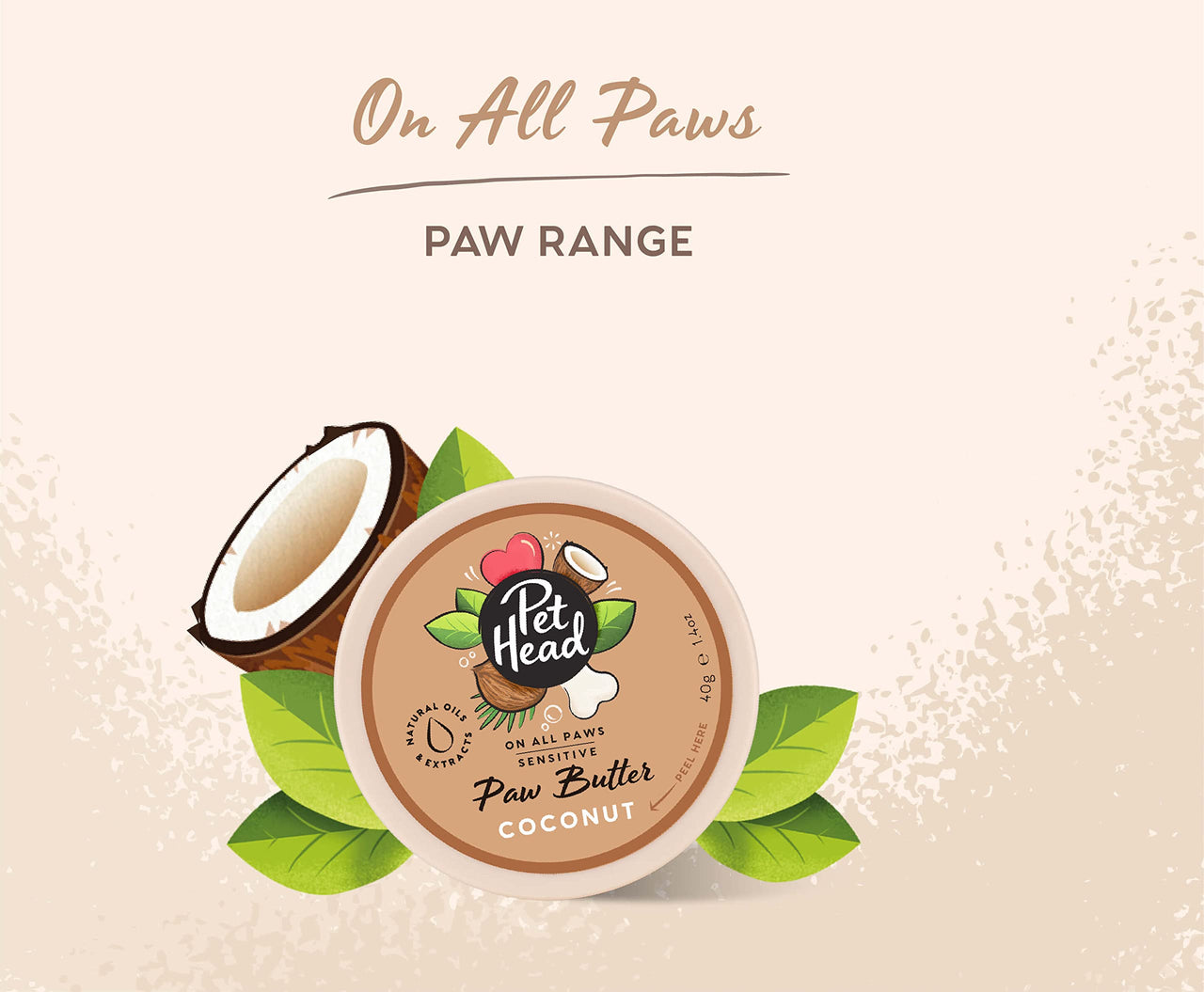 Pet Head On All Paws Coconut Paw Butter | Soothes & Nourishes for Soft Crack-Free Paws and Noses | Paw Moisturizer Balm | Vegan | Lick-Safe | Gentle Formula for Puppies | Made in USA | 1.4 oz.