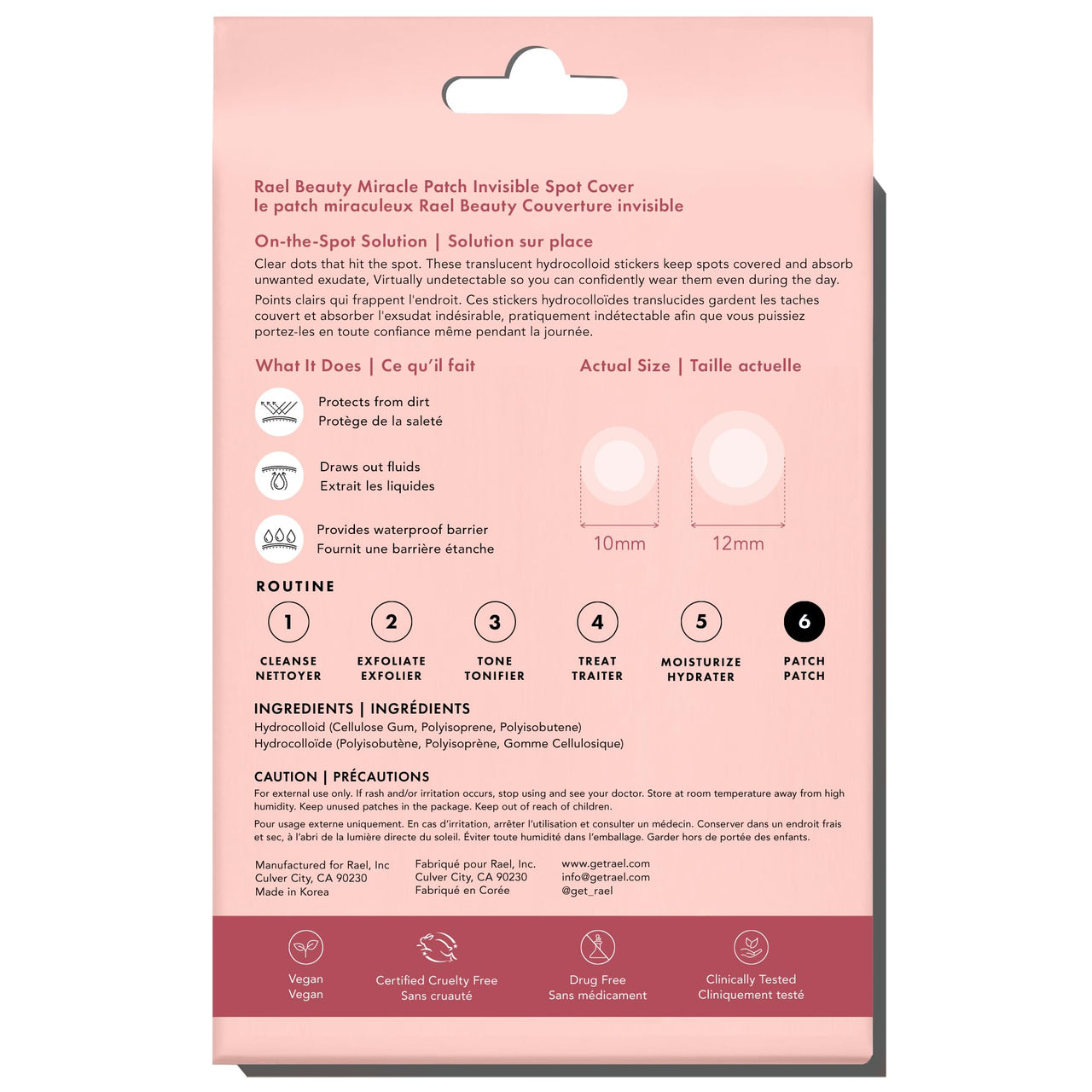Rael Pimple Patches, Miracle Invisible Spot Cover - Hydrocolloid Acne Patch, Treatment for Breakouts, Absorbs Zits & Blemish, Korean Skin Care, 2 Sizes (96 Count)