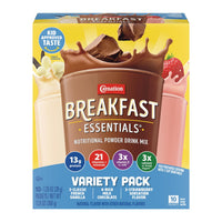 Thumbnail for Nestle Carnation Breakfast Essentials Complete Nutritional Drink Rich Milk Chocolate/Classic French Vanilla/Strawberry Sensation Flavor 60 Ct