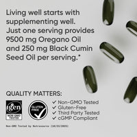 Thumbnail for Sports Research® Oil of Oregano 9500mg w/Black Seed Oil & Coconut MCT Oil - Antioxidant Combination Supplement Rich in Thymoquinone & Carvacrol - Gluten Free · Non-GMO - 60 Softgels