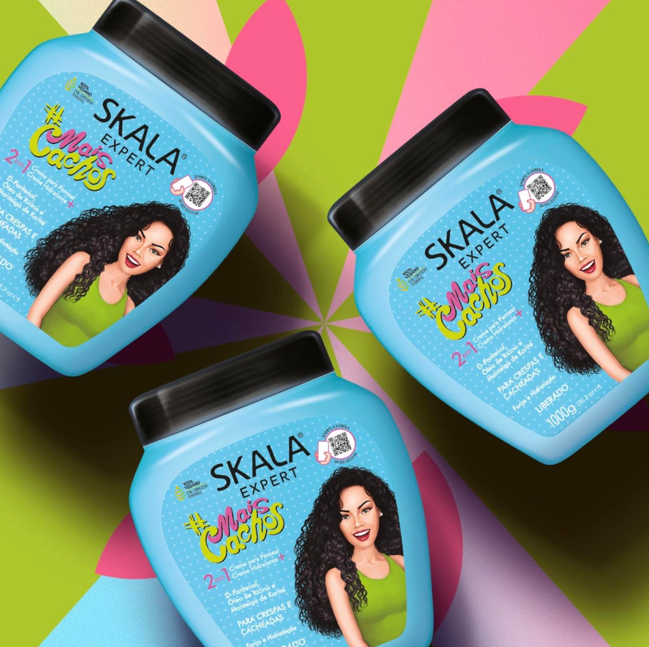 2 Pack SKALA Mais Cachos Hydrates Curls, Eliminates Frizz, For Curly Hair - 2 IN 1 Conditioning Treatment Cream and Cream To Comb 35.2oz New