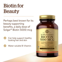 Thumbnail for Solgar Biotin 5000 mcg, 100 Veg Caps - Promote Healthy Skin, Nails & Hair - Supports Energy Production, Protein, Carbohydrate & Fat Metabolism - Vitamin B - Non GMO, Vegan, Gluten Free - 100 Servings