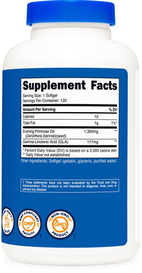 Thumbnail for Nutricost Evening Primrose Oil 1,300mg, 120 Softgels - Cold Pressed, Non-GMO, Gluten Free, 120 Servings