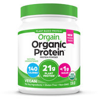 Thumbnail for Orgain Organic Vegan Protein Powder, Natural Unsweetened - 21g of Unflavored Plant Protein, 4g Prebiotic Fiber, Low Net Carbs, No Added Sugar, Non-GMO, For Shakes & Recipes, 1.59 lb