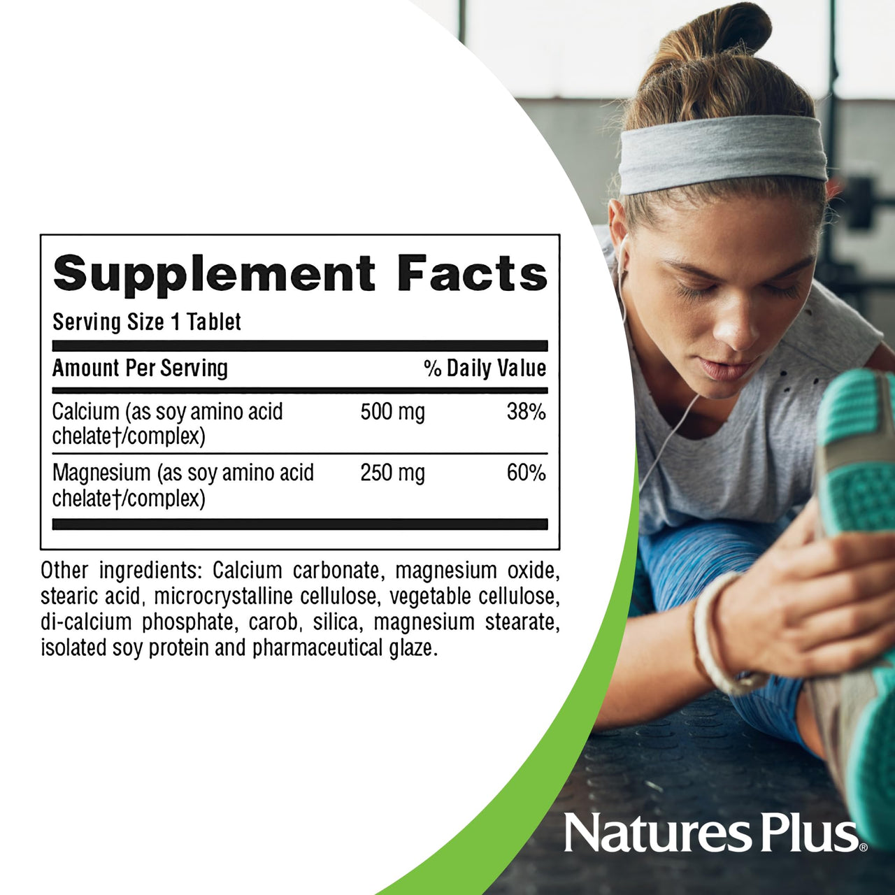 NaturesPlus Cal/Mag - 90 Vegetarian Tablets - 500 mg Calcium & 250 mg Magnesium - 90 Servings