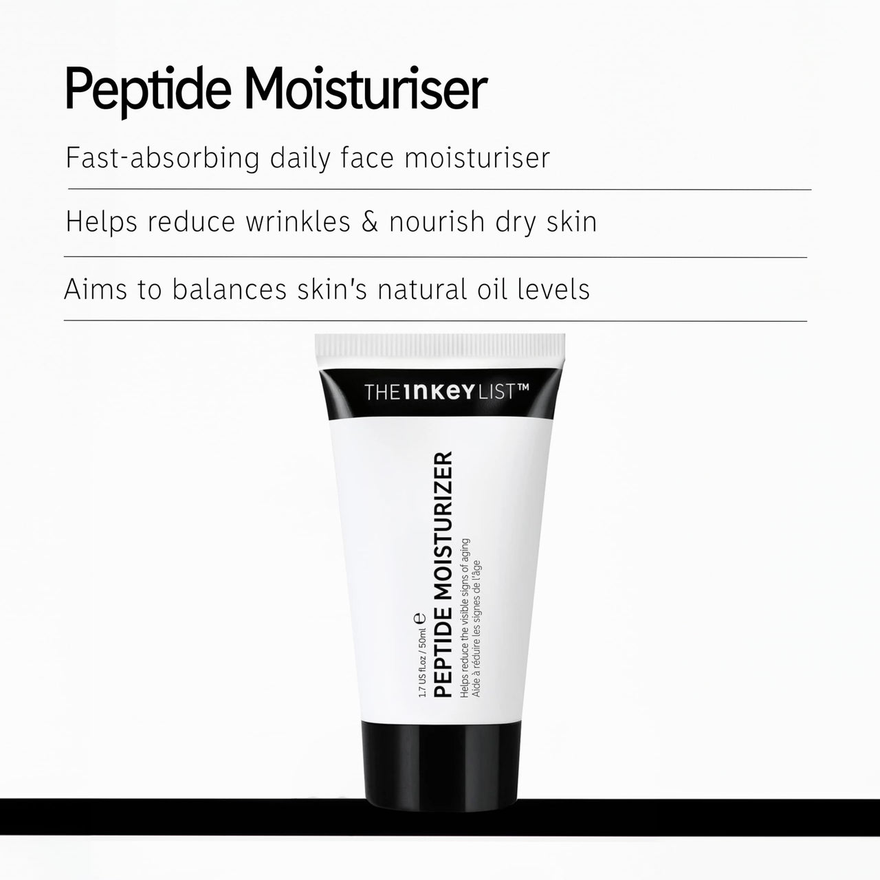 The INKEY List Peptide Moisturizer, Face Moisturizer for Dry Skin, Helps Reduce Appearance of Fine Line and Wrinkles, Hydrating Cream for Skin, 1.69 fl oz