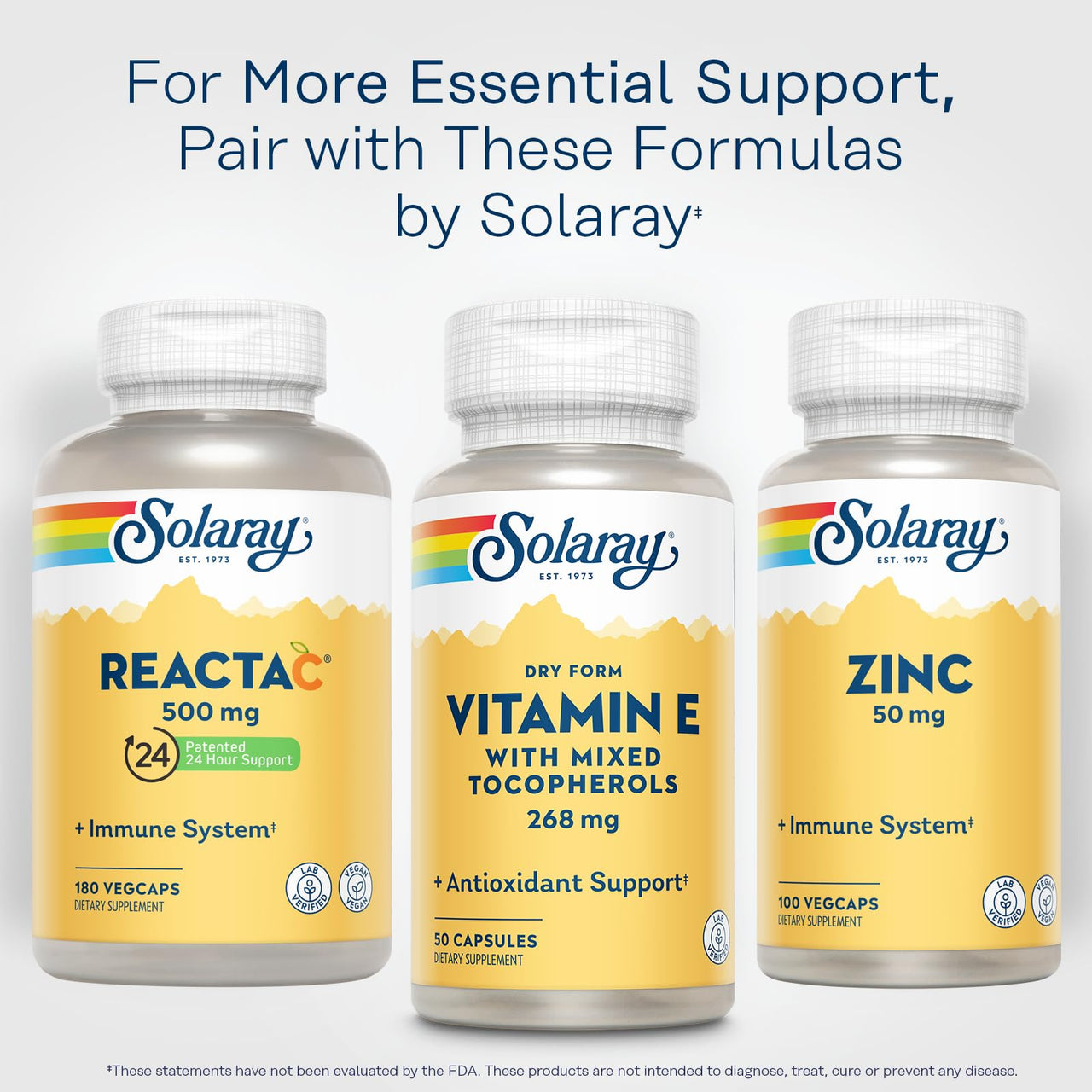 SOLARAY Vitamin E 400 IU (268mg), Dry Form with Mixed Tocopherols Vitamin E - Antioxidant Supplement, PMS and Menopause Support - 60-Day Guarantee, Lab Verified - 50 Servings, 50 Capsules
