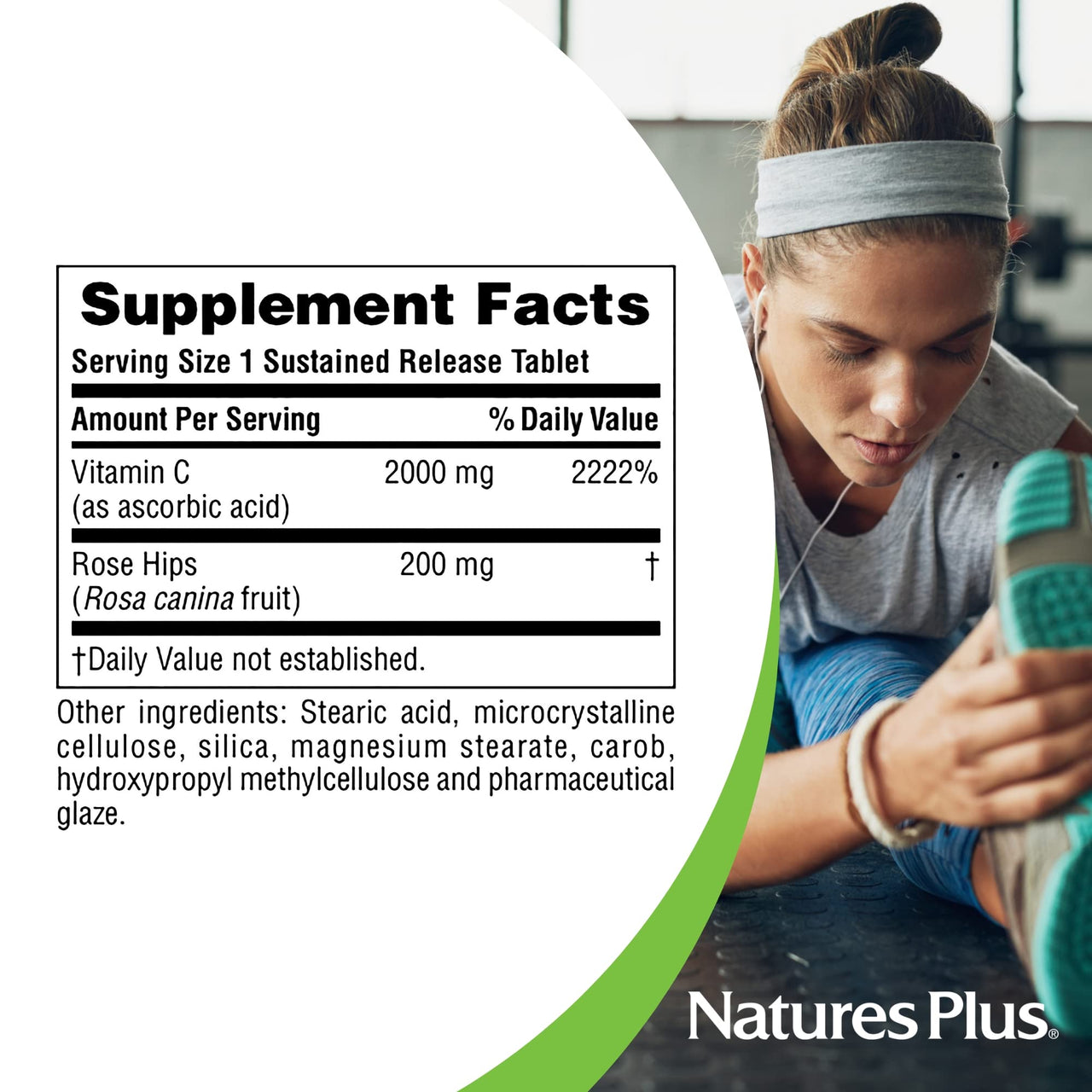 NaturesPlus Ultra-C 2000 mg - 90 Tablets - Vitamin C with Rose Hips - Immune & Antioxidant Support - Vegetarian, Gluten Free - 90 Servings