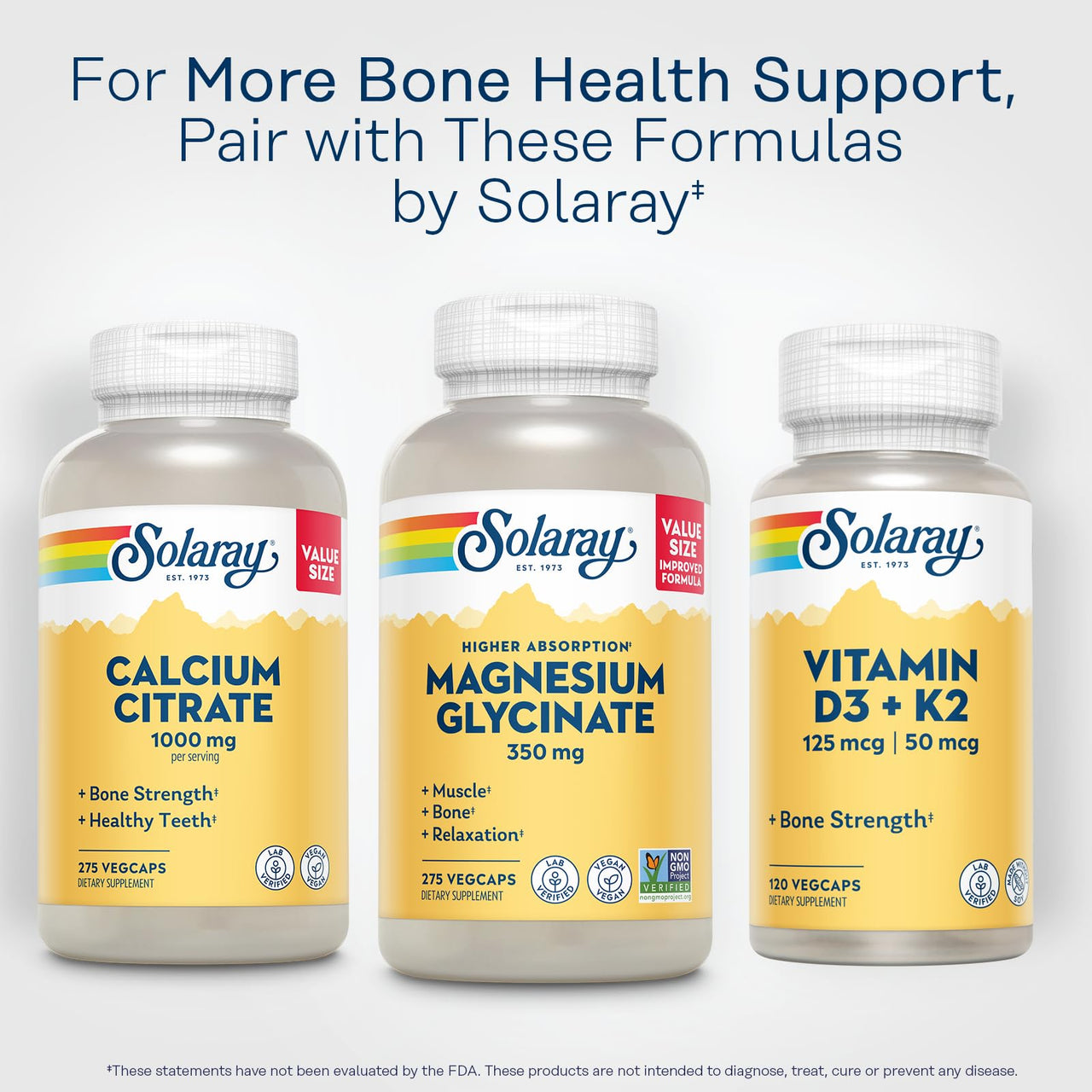 SOLARAY Magnesium Glycinate Capsules, Chelated Magnesium Bisglycinate w/BioPerine, Higher Absorption Magnesium Supplement - Bones, Muscles, Heart Support, Vegan, 68 Servings, 275 VegCaps