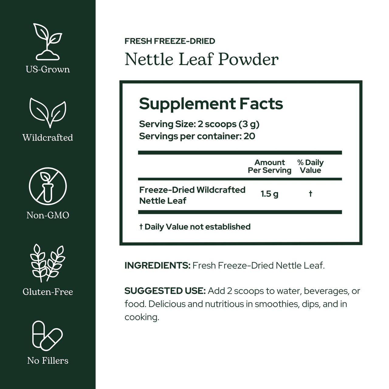 Eclectic Herb - Nettle Leaf Powder Supplement | Supports Sinuses + Immune Response | Urtica Dioica Natural Herbal Supplement | Vegan, Whole Herb, Raw, Non-GMO (2.1 oz | 60 g)