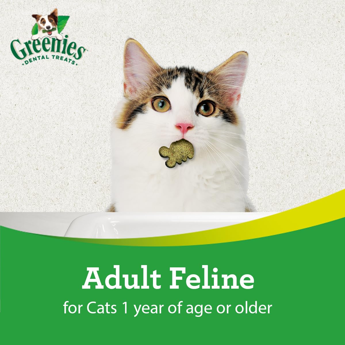 Greenies Cat Treats, Feline Veterinarian-Recommended Adult Natural Dental Treats, Catnip Flavor, 2.1 oz. Pouch
