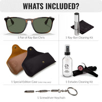 Thumbnail for Ray-Ban RB4187 CHRIS Square Shaped Non-Polarized Sunglasses for Men – Includes Official RAYBAN Eyewear Kit – Ideal Formal & Casual Wear Sunglasses – Dark Green Lens