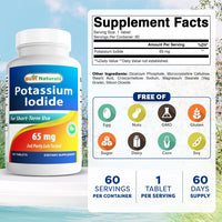 Thumbnail for Best Naturals Potassium Iodide 65 mg - Dietary Supplement, 60 Tablets (2 Bottles) (2)