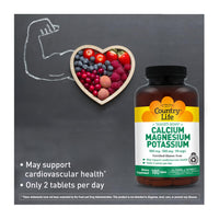 Thumbnail for Country Life Target Mins - Calcium Magnesium Potassium Bone & Heart Health Supplement, 1000mg Calcium, 500mg Magnesium, Supports Calcium Utilization, 180 Tablets – Certified Gluten Free & Vegan
