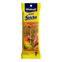 Thumbnail for Vitakraft Crunch Sticks Conure Treat 2 Sticks - Apple and Orange Flavor – Triple Baked for Crunch – with Added Vitamins and Minerals Natural with Wood Chew Center – Includes Cage Clip Holder
