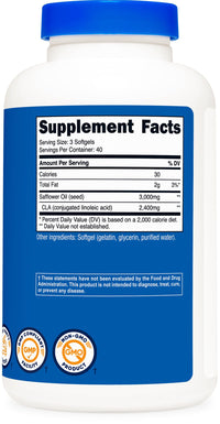 Thumbnail for Nutricost CLA (Conjugated Linoleic Acid) 2,400mg, 120 Softgels - Gluten Free, Non-GMO, 800mg Per Softgel